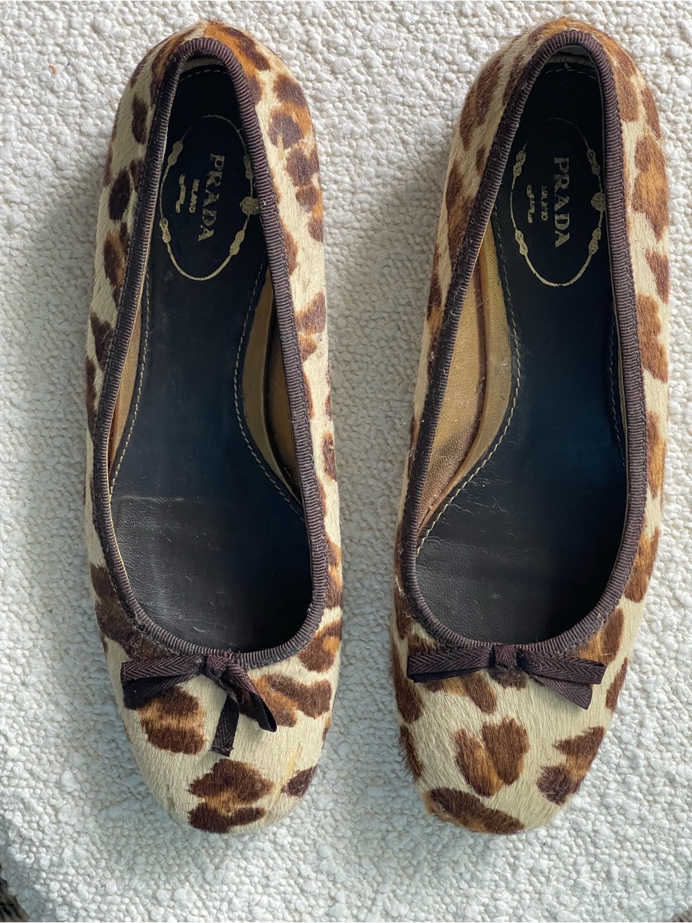 Prada Leopard-Print Ballet Flats in Brown and Beige